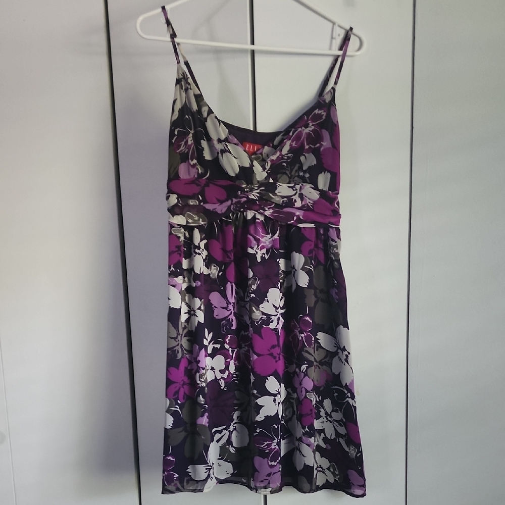 Elle Purple and Black Floral Mini Dress